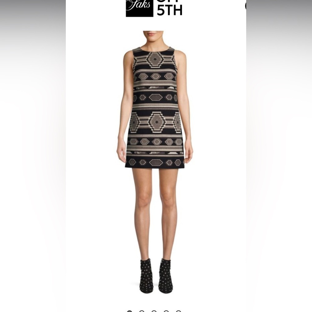 Alice + Olivia Clyde A-Line Shift Dress in Black and White Sz S‎ - Picture 2 of 7